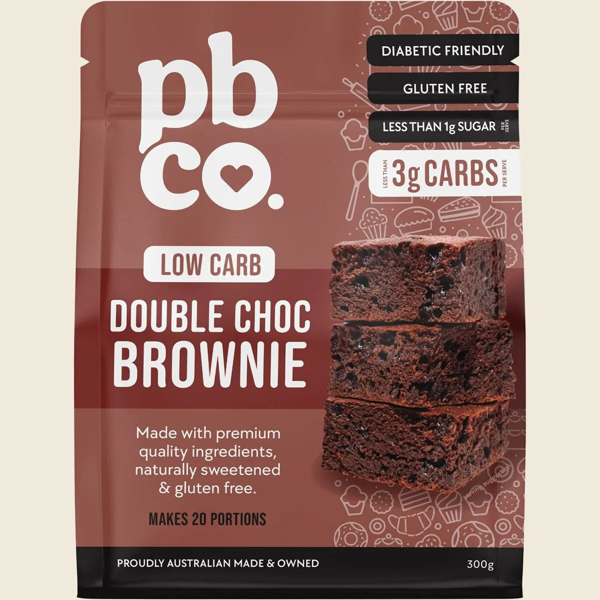 Pbco Double Choc Brownie Low Carb 300g