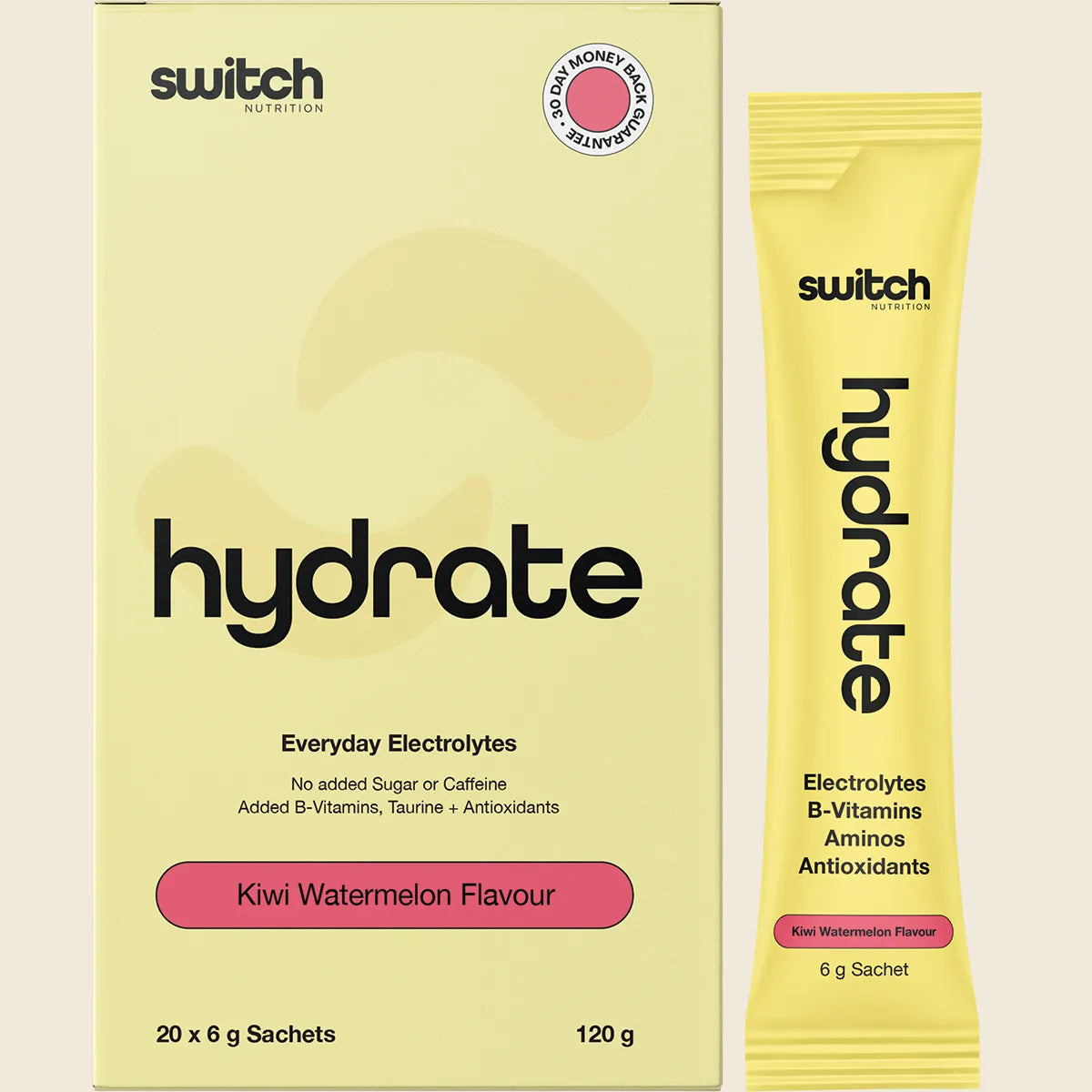 Switch Nutrition Hydrate Electrolytes No Added Sugar Kiwi Watermelon 20x6g