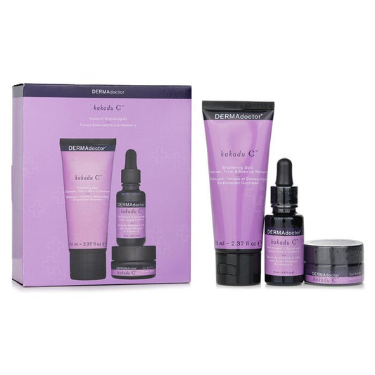 DERMAdoctor カカドゥC ビタミンC ブライトニングキット：デイリークレンザー 70ml + 20%ビタミンC美容液 15ml + アイ スフレ 15ml 3個