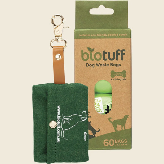 Biotuff Dog Waste Bags & Dispenser 4 x 15 Bag Rolls 60pk