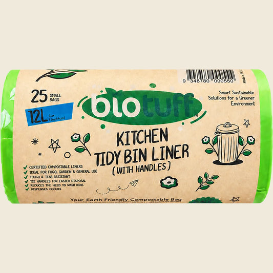 Biotuff Kitchen Tidy Bin Liner with Handles 12L 25 Bags