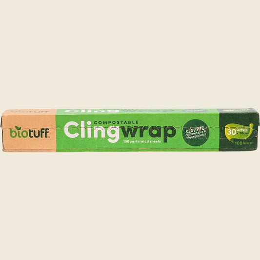 Biotuff Compostable Cling Wrap 100 x 30cm Sheets 30m