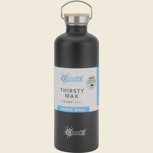 Cheeki Stainless Steel Bottle Matte Black 'Thirsty Max' 1600ml