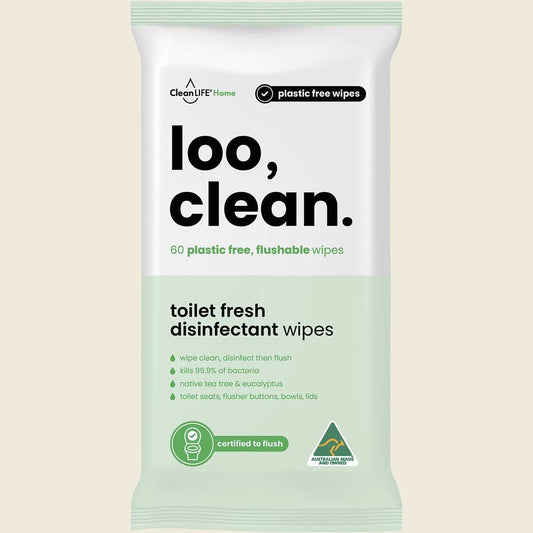 Cleanlife Loo Clean Flushable Plastic Free Wipes 60pk