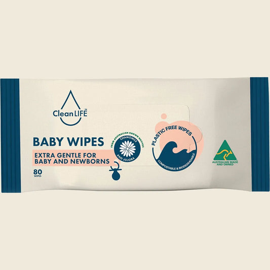 Cleanlife Plastic Free Wipes Extra Gentle for Baby and Newborns 80pk