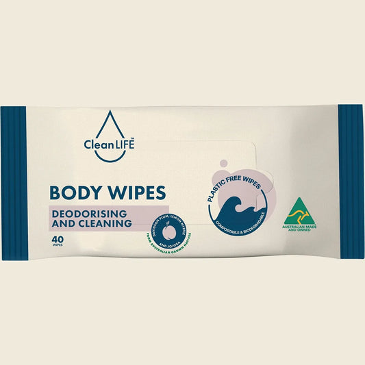 Cleanlife Body Plastic Free Wipes Deodorising and Cleaning 40pk