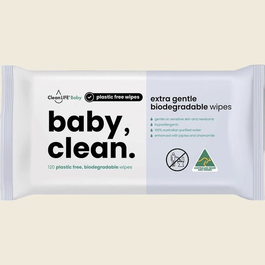 Cleanlife Baby Clean Extra Gentle Plastic Free Wipes 120pk