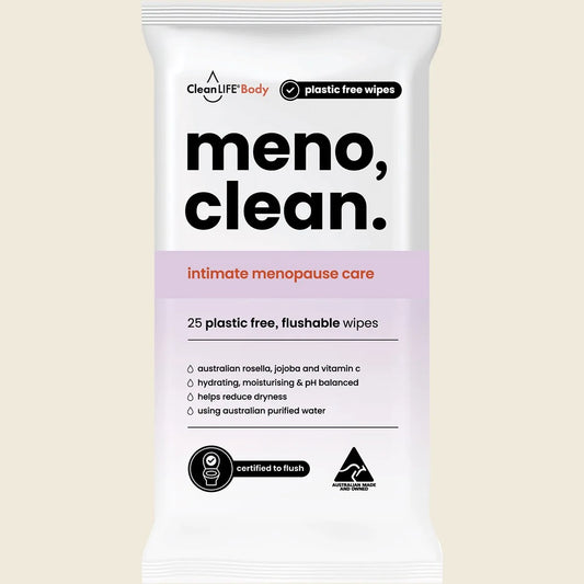 Cleanlife Meno Clean Wipes Flushable Plastic Free Wipes 25pk
