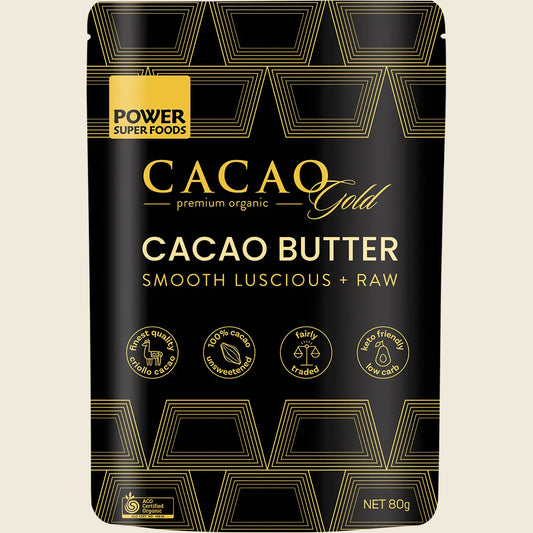 Power Super Foods Cacao Gold Butter Chunks Raw Certified Organic 80g