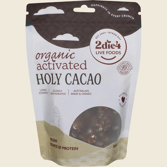 2die4 Live Foods Organic Activated Holy Cacao Granola Clusters 200g