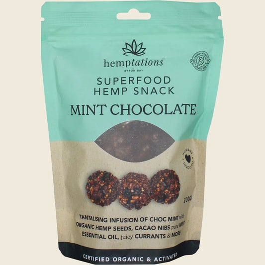 2die4 Live Foods Hemptations Superfood Hemp Snack Mint Chocolate 200g