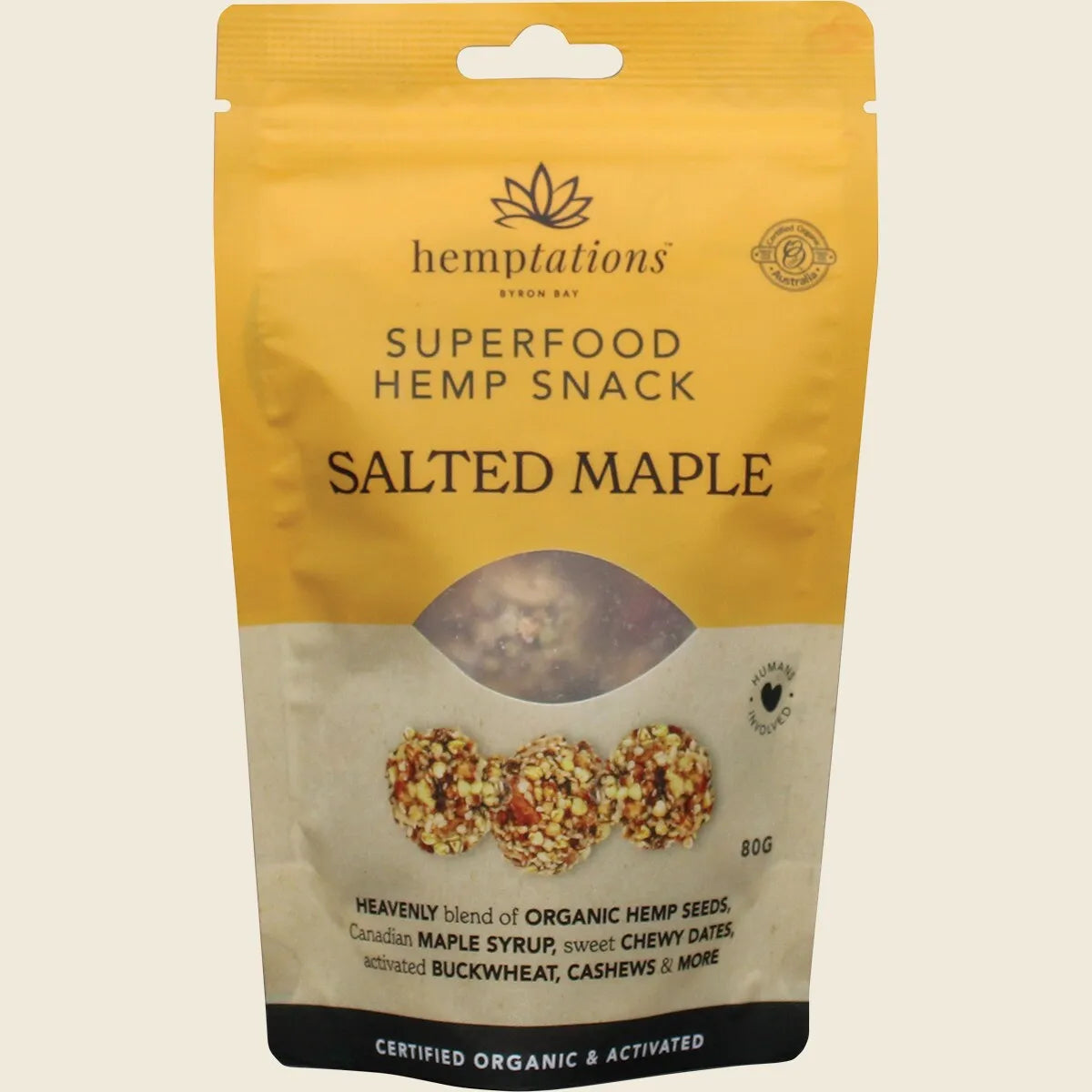 2die4 Live Foods ヘンプテーションズ スーパーフード ヘンプスナック 塩味メープル 80g