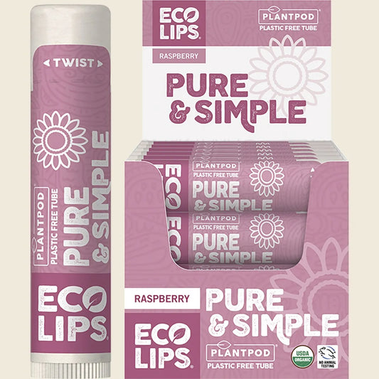 Eco Lips Lip Balm Display Pure & Simple Raspberry 24x4.25g