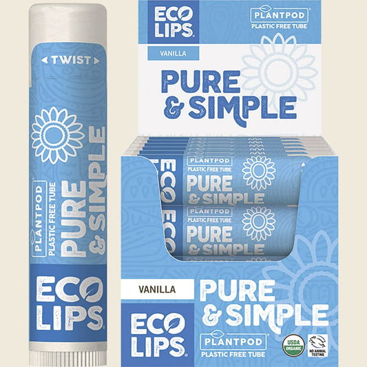 Eco Lips Lip Balm Display Pure & Simple Vanilla 24x4.25g