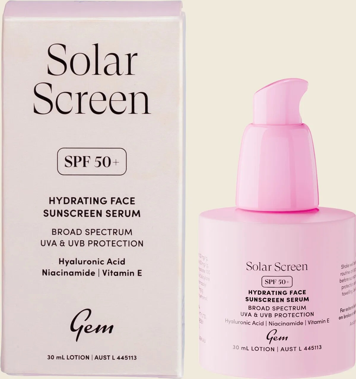 ジェム ソーラー スクリーン SPF50+ 保湿フェイスサンスクリーンセラム 30ml