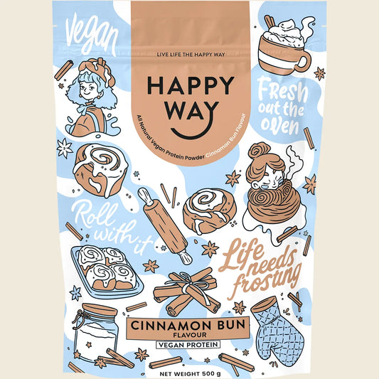Happy Way Vegan Protein Powder Cinnamon Bun 500g
