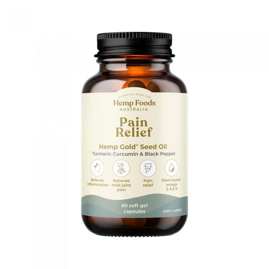 Hemp Foods Australia Pain Relief Hemp Gold Seed Oil (turmeric Curcumin & Black Pepper) Capsules 60c