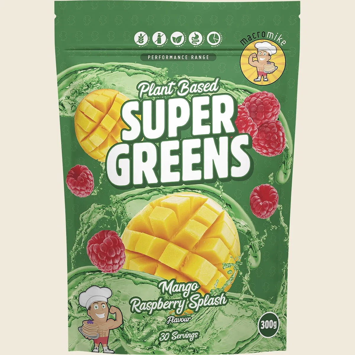 マクロマイク スーパーグリーンズ マンゴーラズベリー スプラッシュ 300g