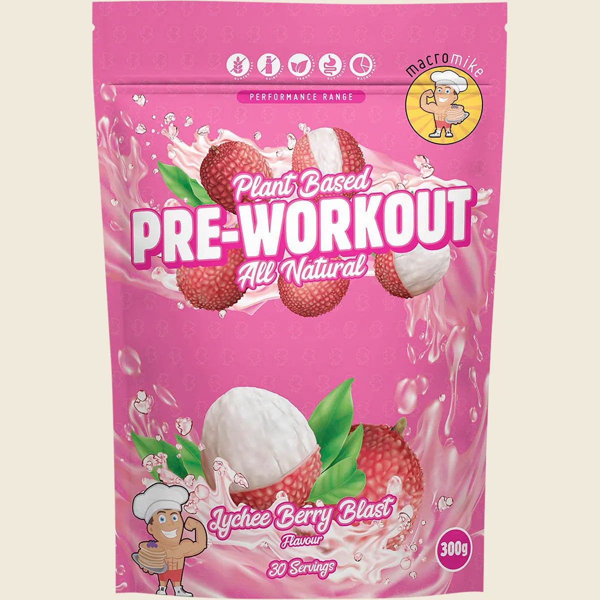 Macro Mike Pre Workout Lychee Berry 300g