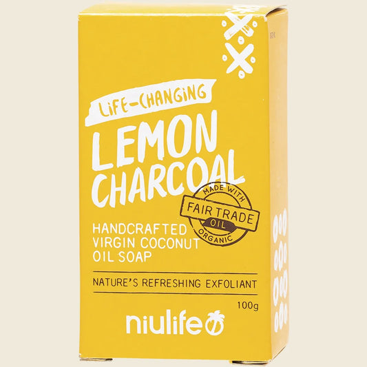 Niulife ココナッツオイル石鹸 レモン・チャコール 100g