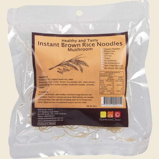 Nutritionist Choice Instant Brown Rice Noodles Mushroom 60g