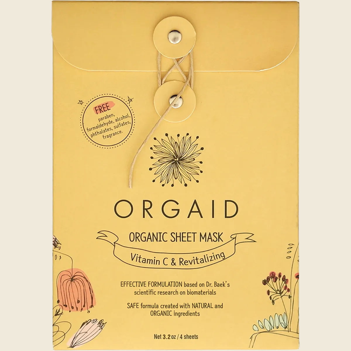 Orgaid オーガニックシートマスク ビタミンC＆リバイタライジング 4x24ml
