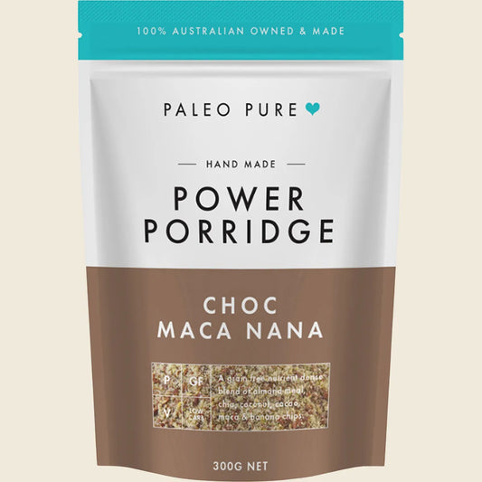 Paleo Pure Organic Creamy Grain Free Power Porridge Choc Maca Nana 300g