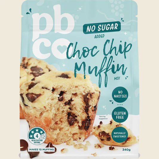 Pbco Choc Chip Muffin Mix No Sugar Added 340g