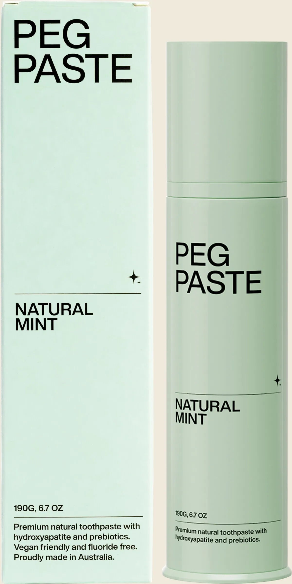 Peg Paste Natural Toothpaste with Hydroxyapatite Natural Mint 190g