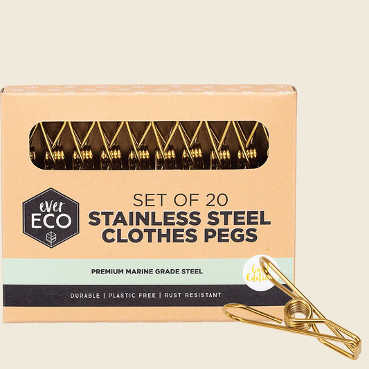 Ever Eco Stainless Steel Clothes Pegs Premium Marine Grade Gold 20pk