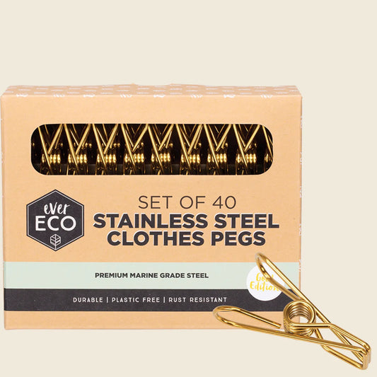 Ever Eco Stainless Steel Clothes Pegs Premium Marine Grade Gold 40pk