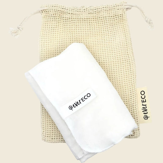 Ever Eco Muslin Facial Cloths with Cotton Wash Bag 2pk