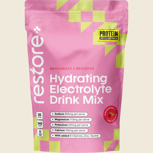 Protein Supplies Australia Restore Electrolyte Drink Mix Strawberry & Lime 240g