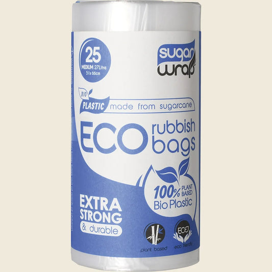 Sugarwrap Eco Rubbish Bags Made from Sugarcane Medium 27L 25pk