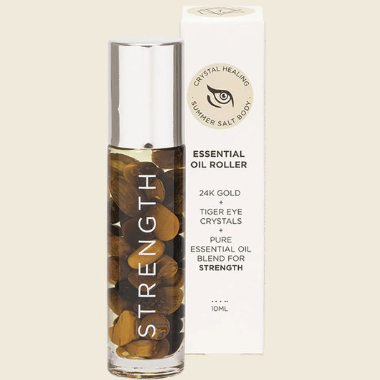 Summer Salt Body Essential Oil Roller 24K Gold Strength Tiger Eye 10ml