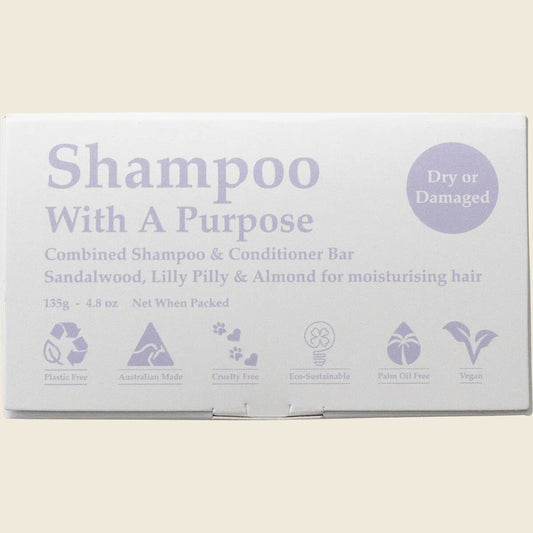 Shampoo with a Purpose by Clover Fields（シャンプー＆コンディショナーバー）乾燥またはダメージヘア用 135g