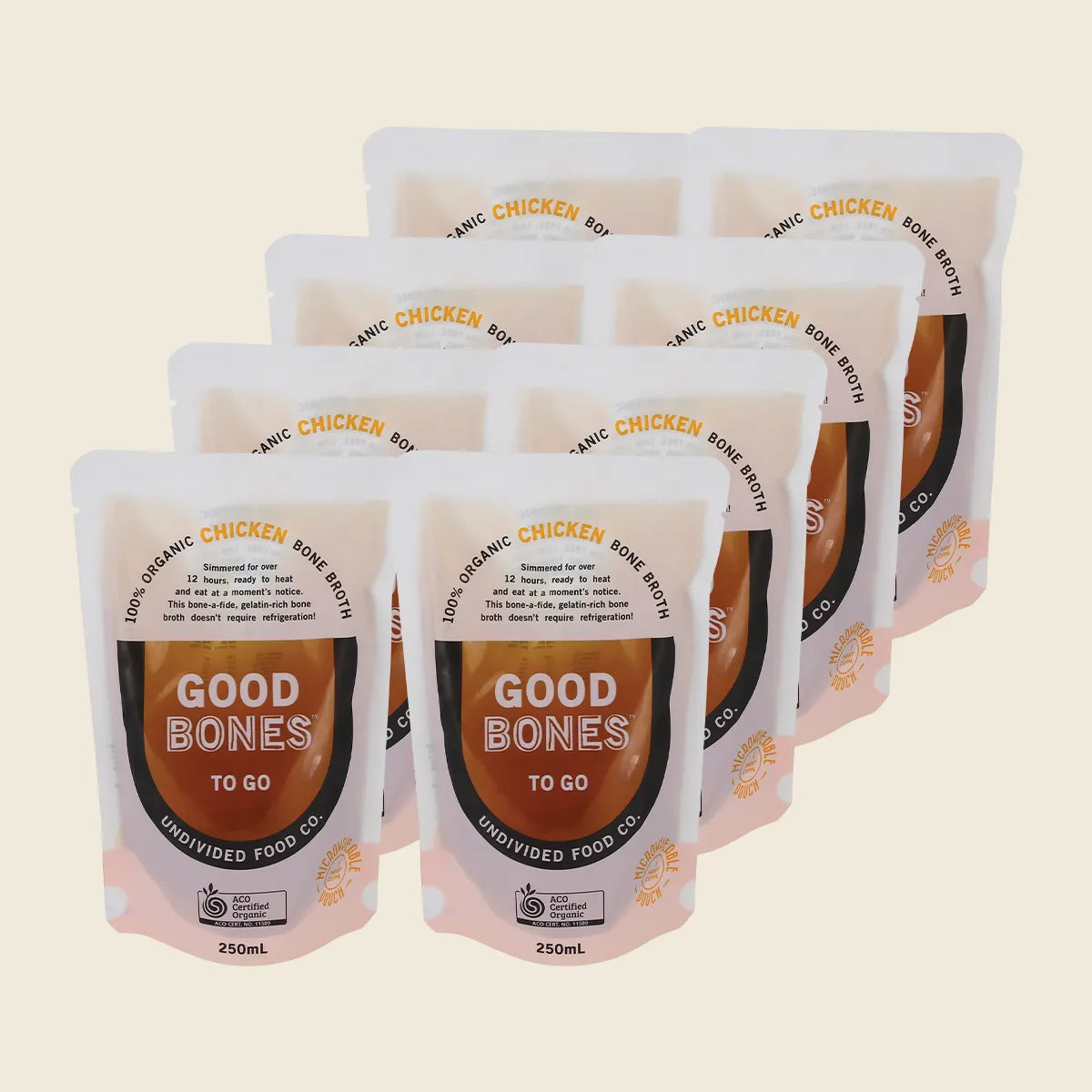 Undivided Food Co グッドボーンズ 100%オーガニック チキンボーンブロス 8x250ml
