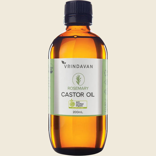 Vrindavan Castor Oil and Rosemary Amber Glass Bottle 200ml