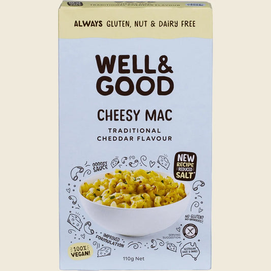Well & Good Cheesy Mac Traditional Cheddar Flavour 110g