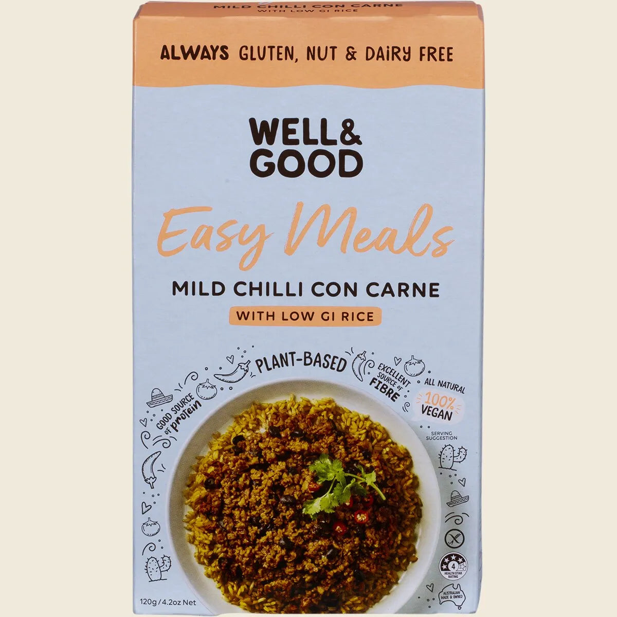 Well & Good Mild Chilli Con Carne with Low GI Rice 120g