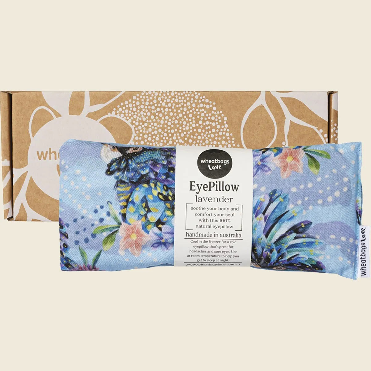Wheatbags Love Eyepillow Blue Cockatoo Lavender Scented
